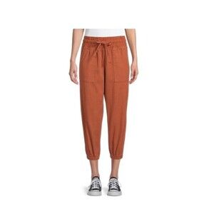 Time And Tru High Rise Brown Orange Pull On ‎ Jogger Size Large Comfort Waist
